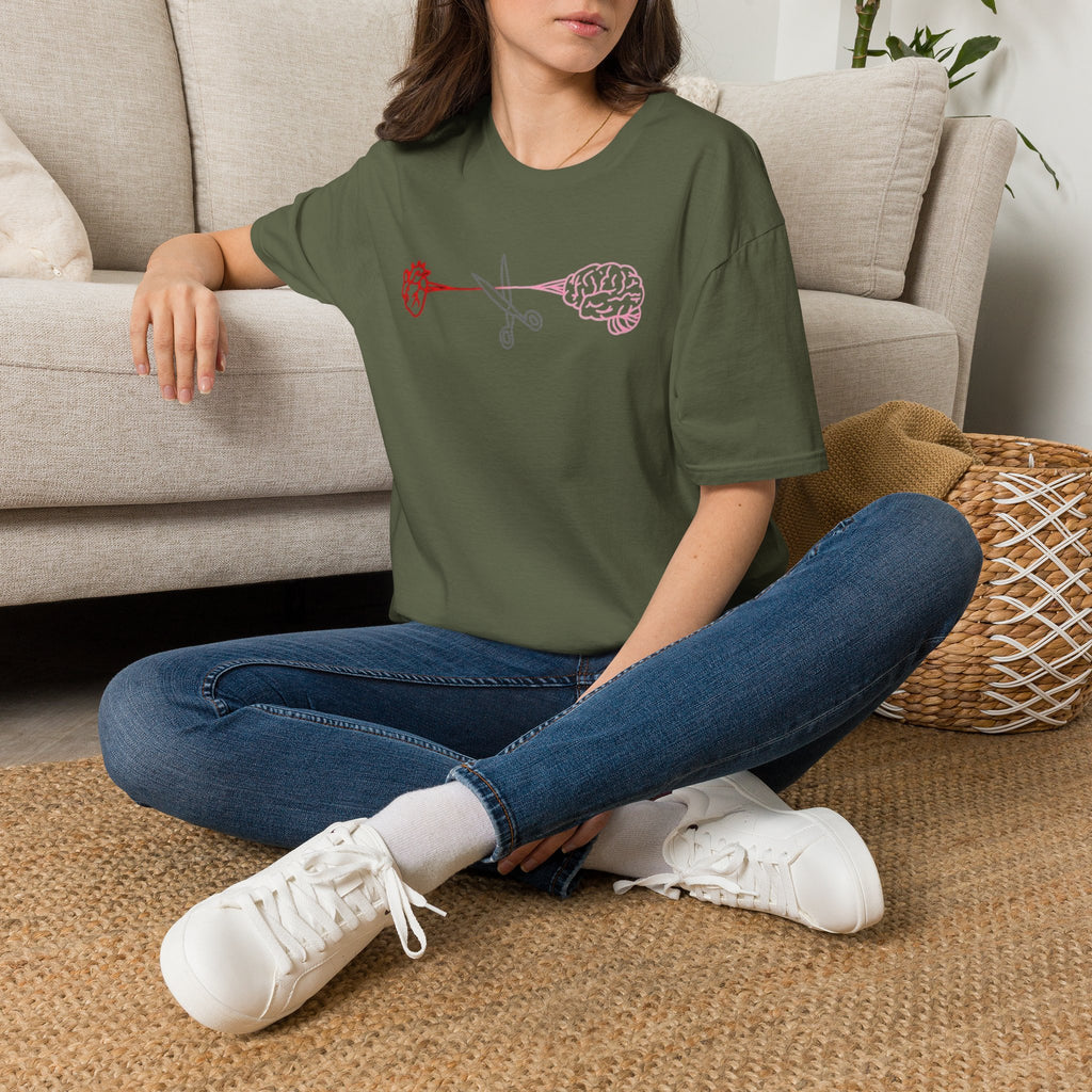 Heart and Brain Scissors T-Shirt | Heart vs Brain Illustration