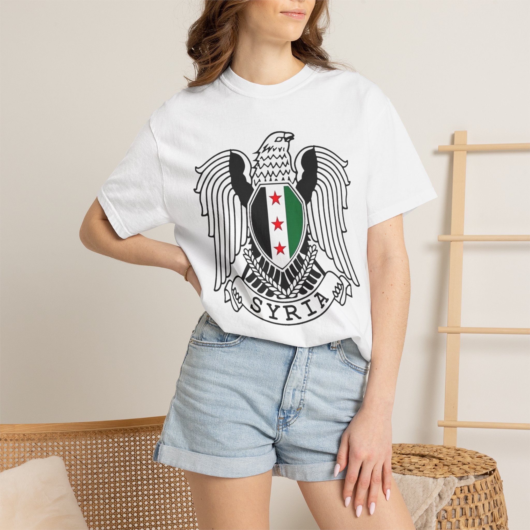 Syria Coat of Arms T-Shirt — Vintage Free Syrian Flag Emblem Tee