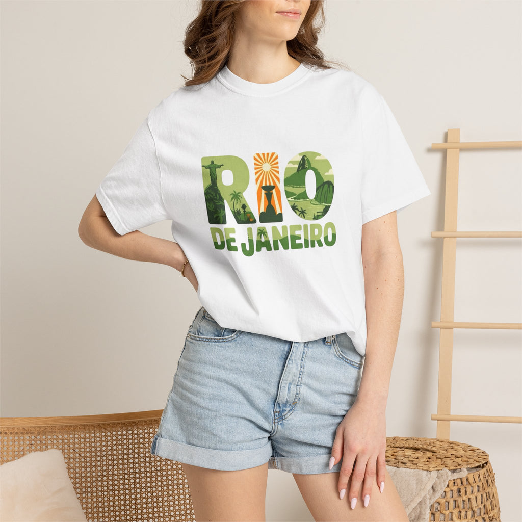 Rio de Janeiro Graphic T-Shirt | Tropical Landscape Lettering