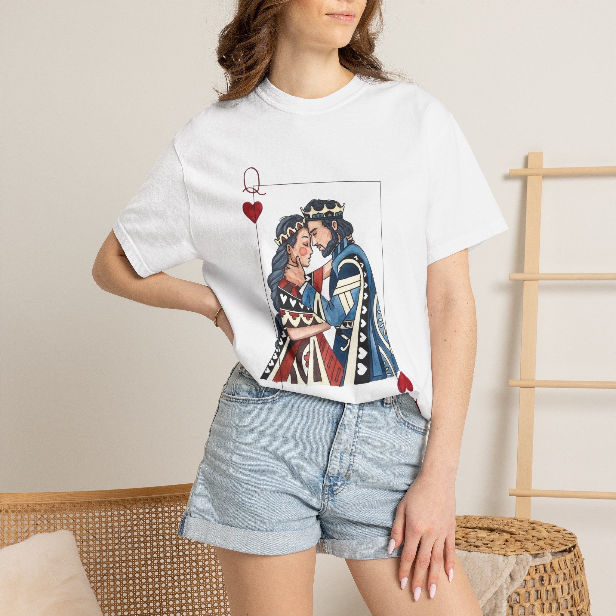 T-Shirt — King & Queen Playing Card 'Queen of My Heart' Romantic Graphic Tee