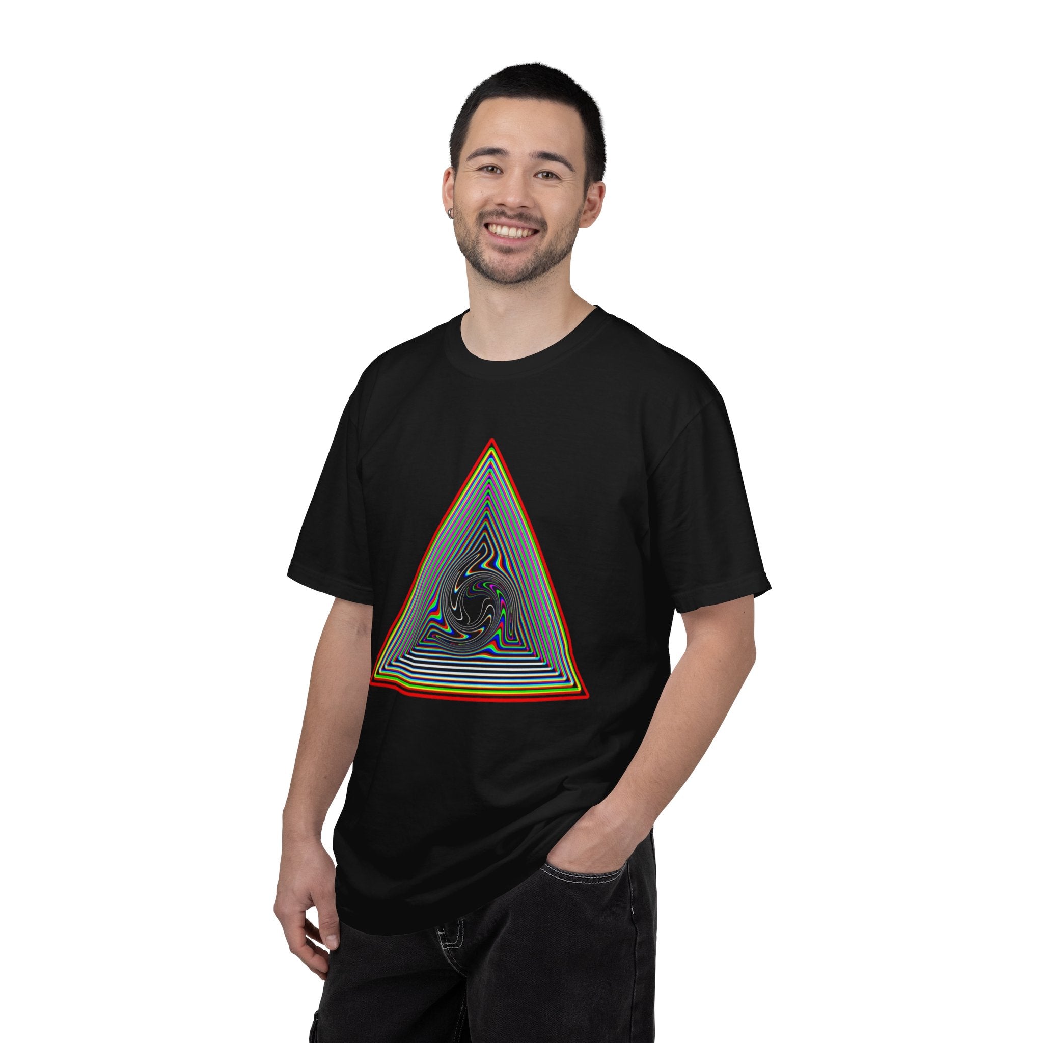 Psychedelic Triangle Spiral T-shirt | Rainbow Geometric Trippy Tee