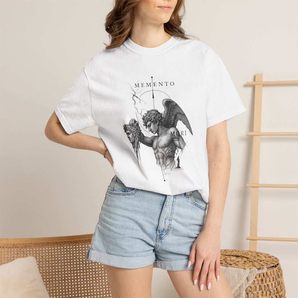 Memento Mori Angel T-Shirt — Gothic Classical Skull Illustration