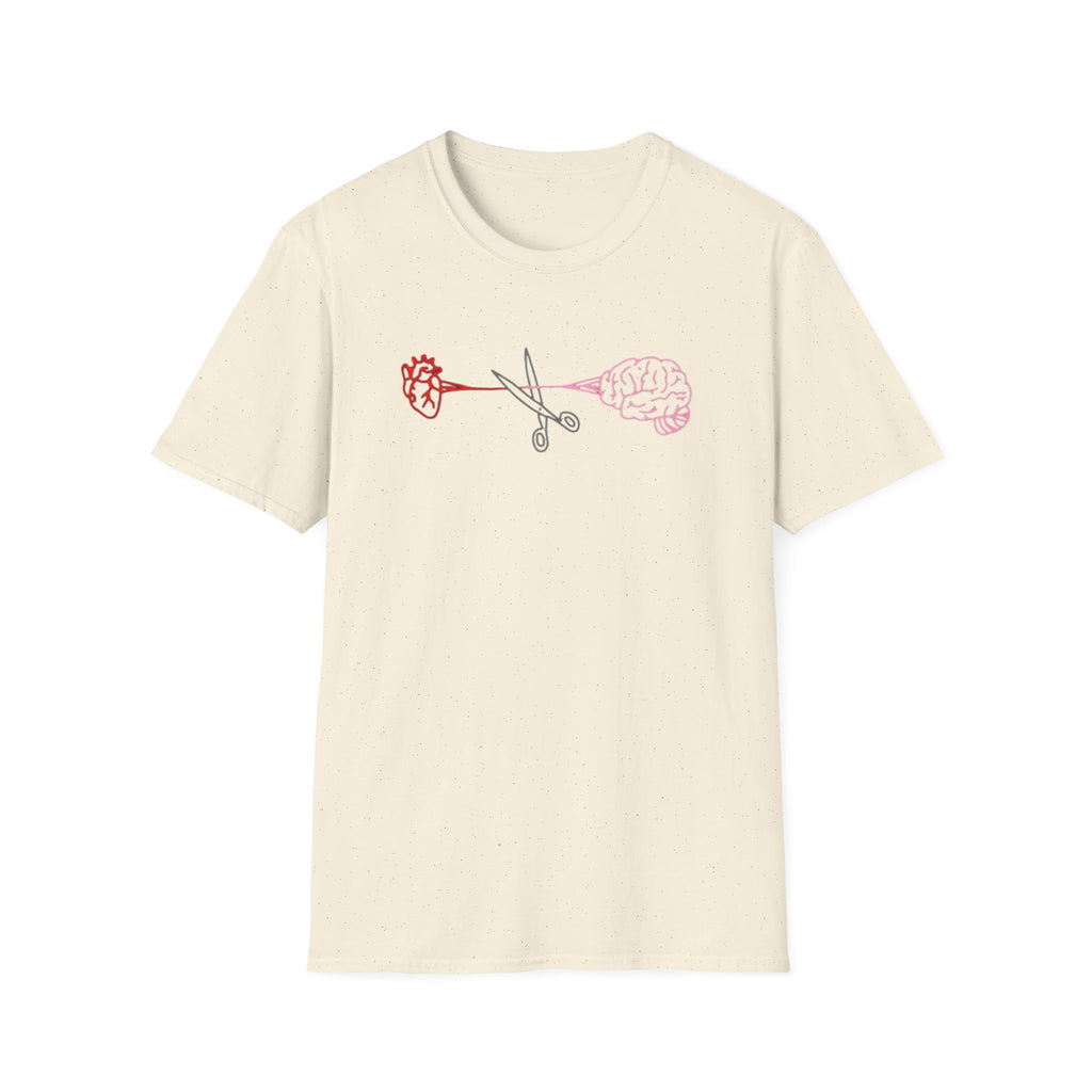 Heart and Brain Scissors T-Shirt | Heart vs Brain Illustration