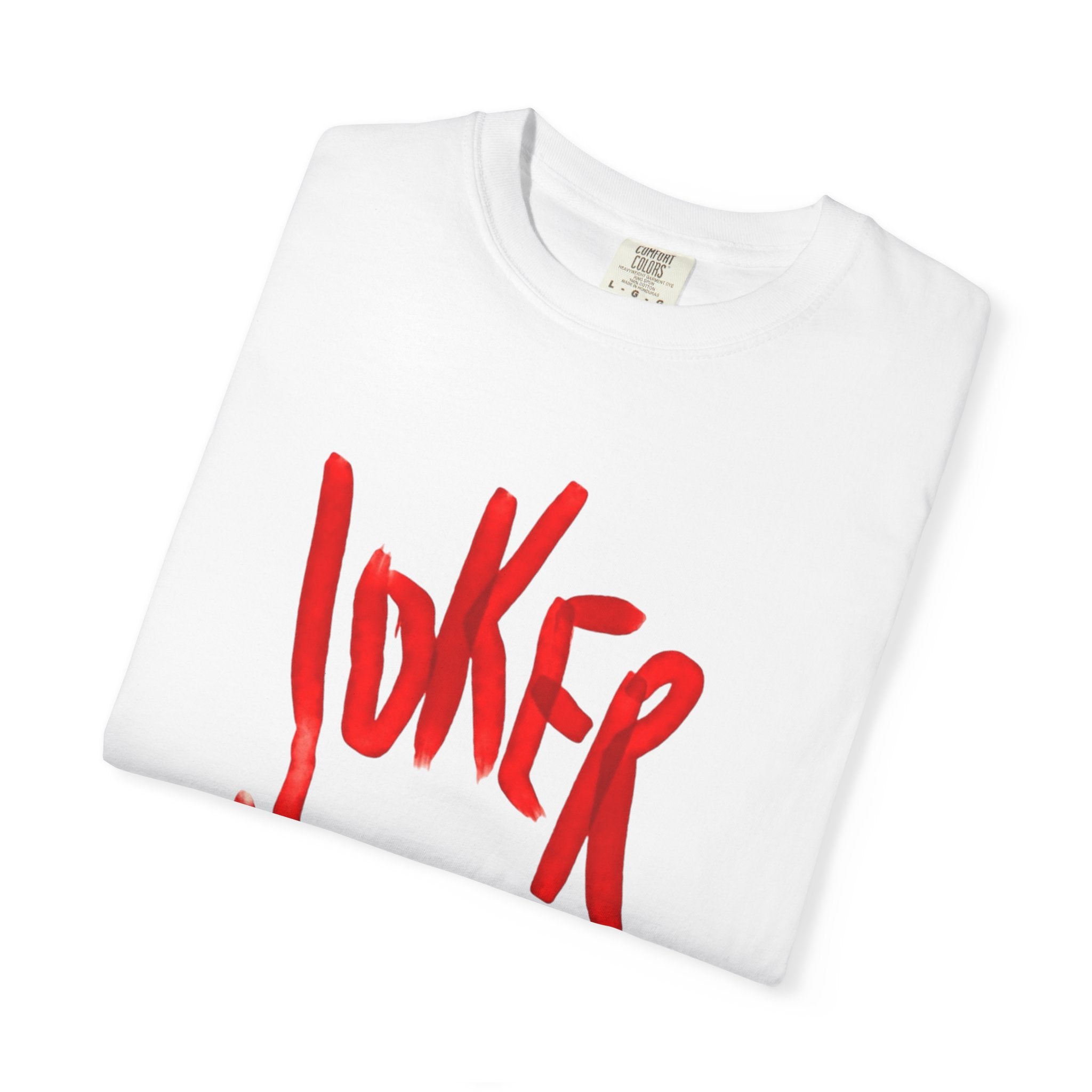 Joker Graphic T-Shirt — Red Graffiti Front & Harlequin Heart Back
