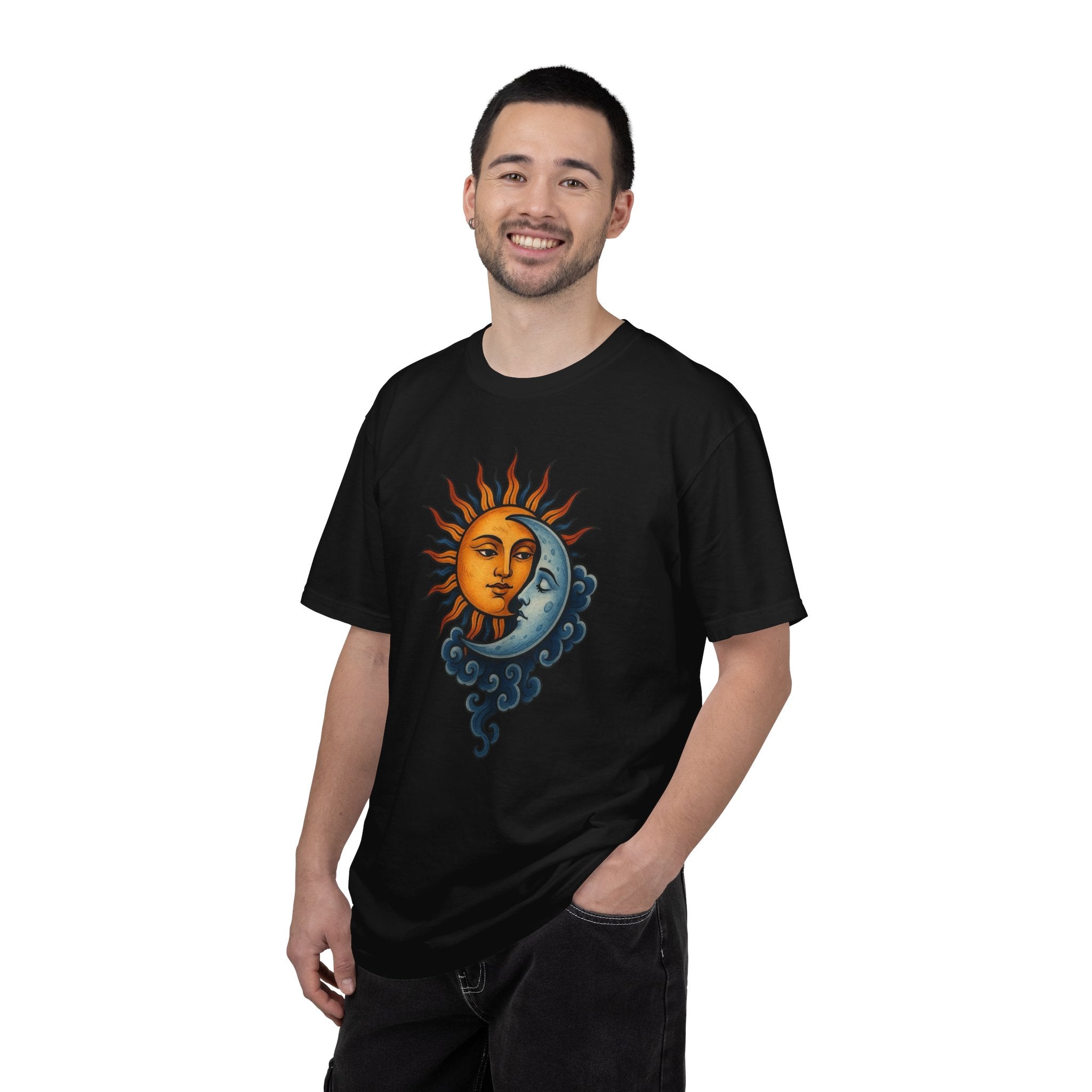 Sun and Moon Vintage Graphic T-Shirt — Celestial Solar Lunar Design