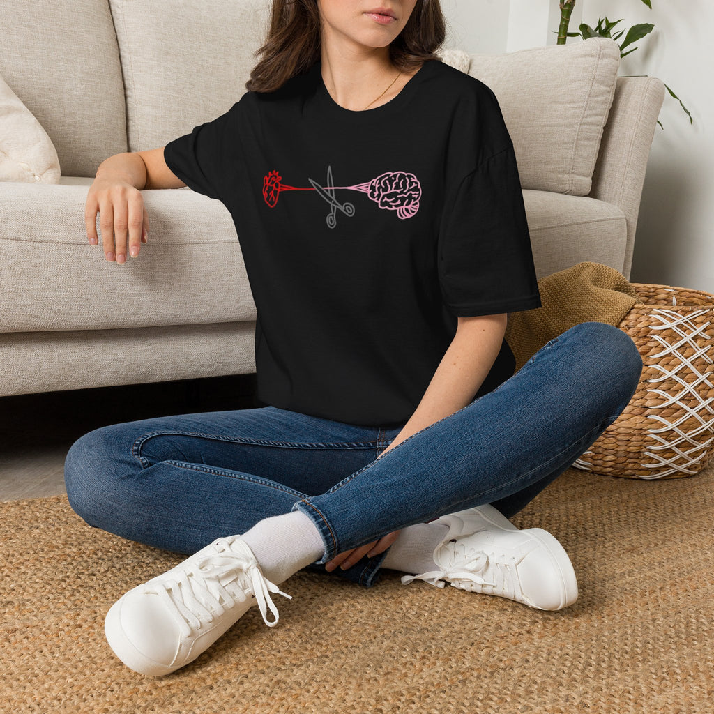 Heart and Brain Scissors T-Shirt | Heart vs Brain Illustration