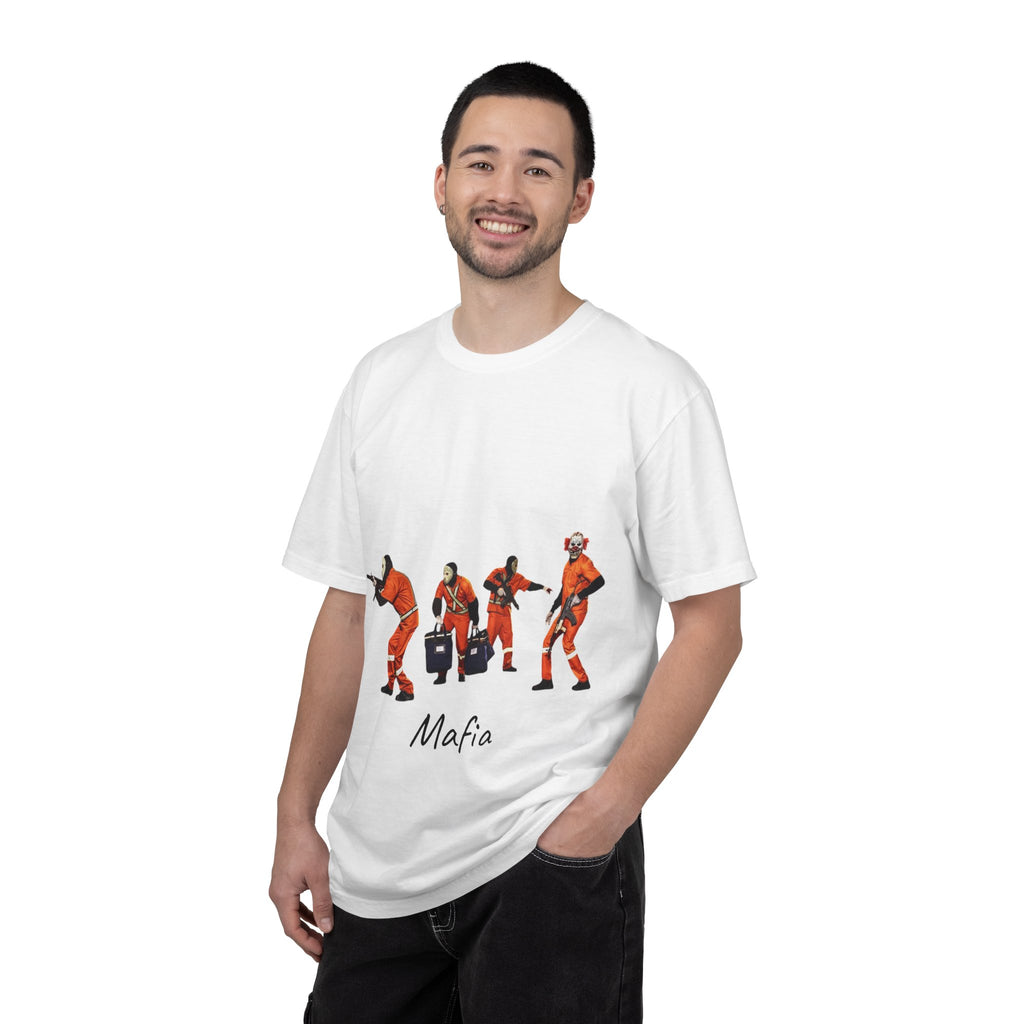 Mafia Heist Crew T-Shirt — Graphic Crew in Orange Jumpsuits