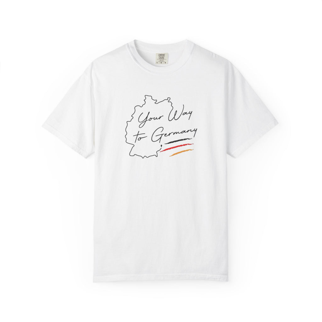 Your Way to Germany T-Shirt — Map Design with Script Text