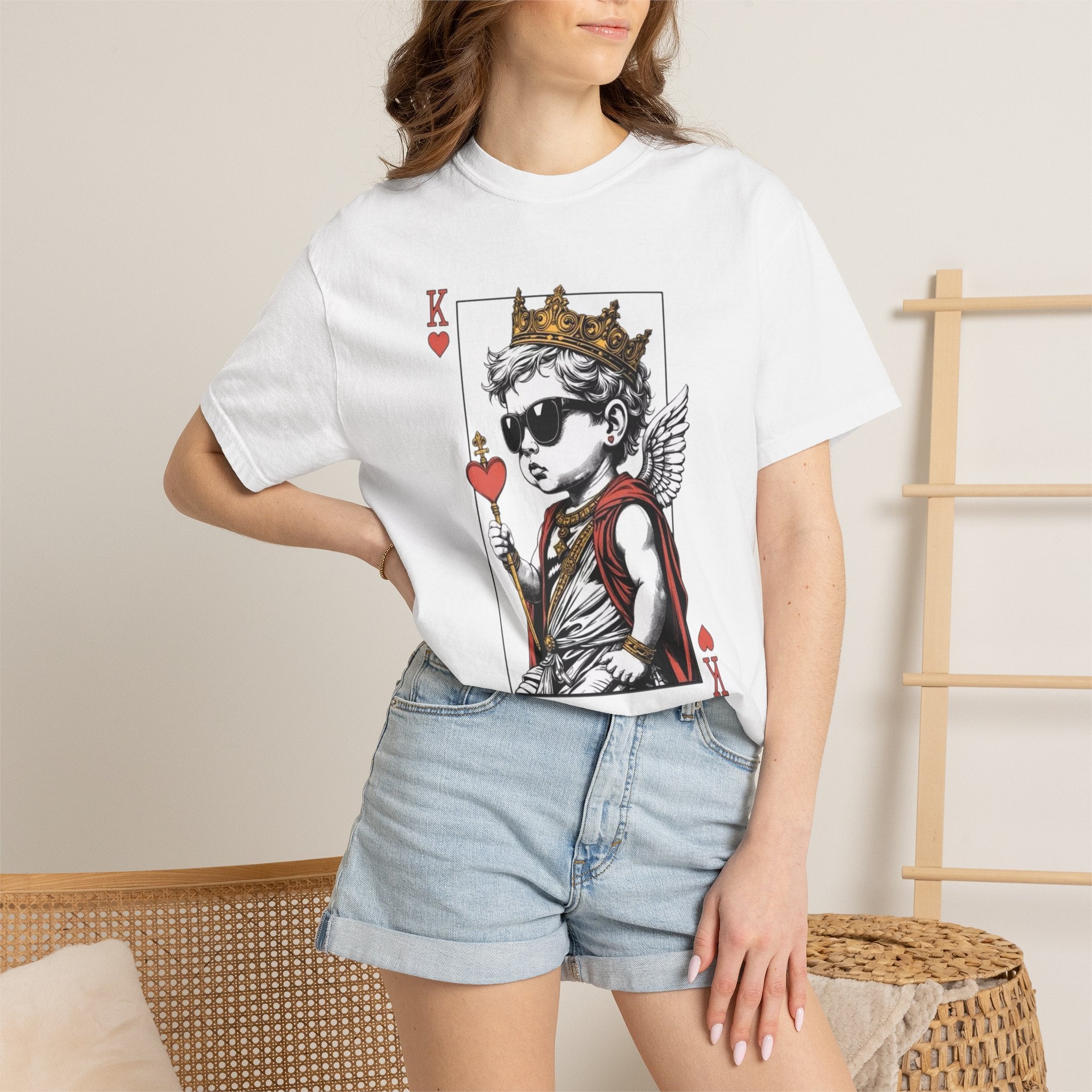 King of Hearts Cupid T-Shirt — Retro Playing Card Design