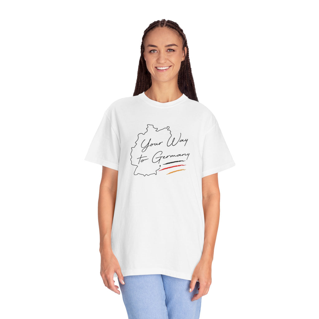 Your Way to Germany T-Shirt — Map Design with Script Text