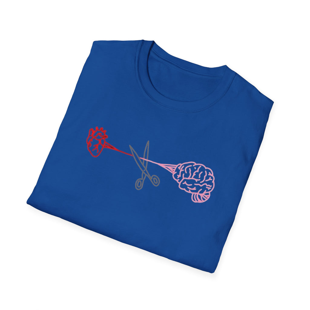 Heart and Brain Scissors T-Shirt | Heart vs Brain Illustration