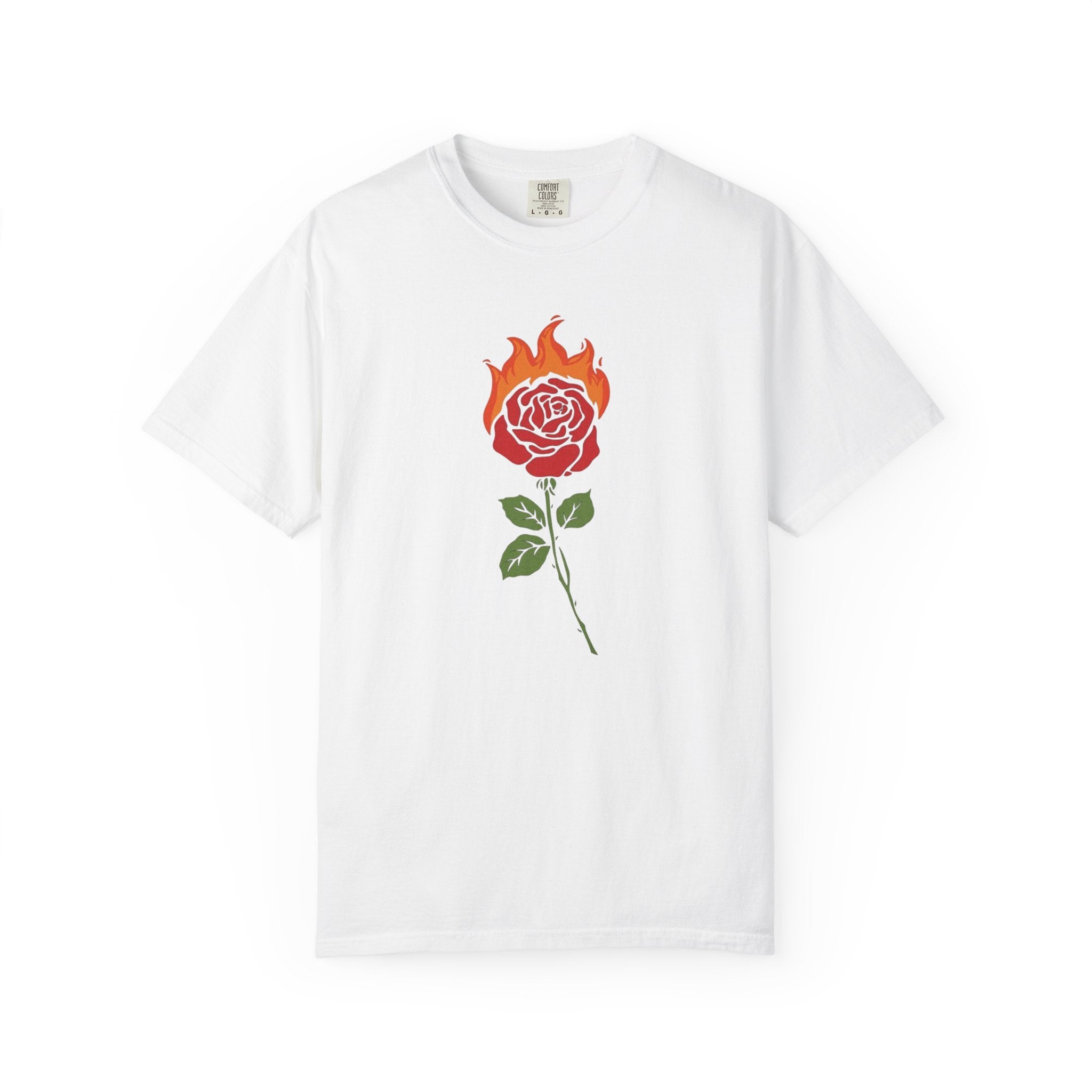 Flaming Rose T-shirt | Burning Rose Graphic Tee