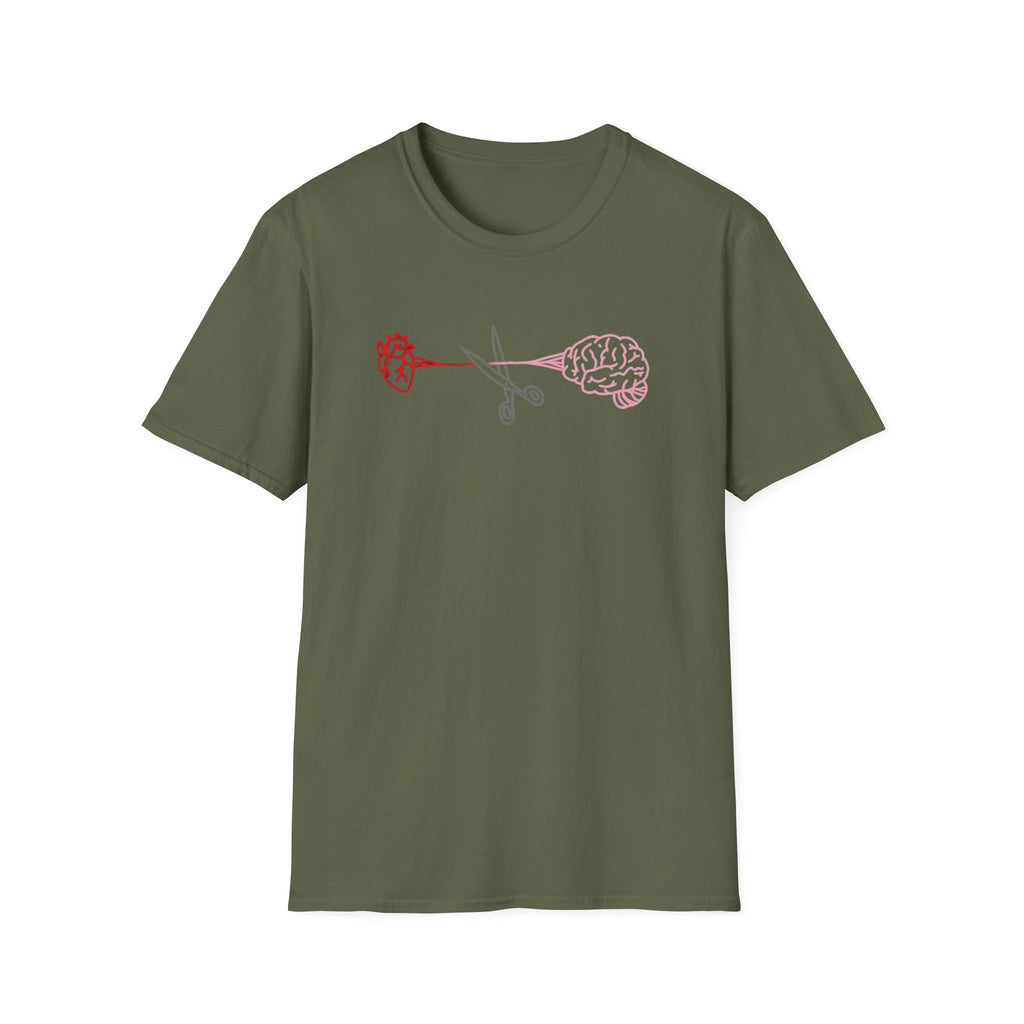 Heart and Brain Scissors T-Shirt | Heart vs Brain Illustration