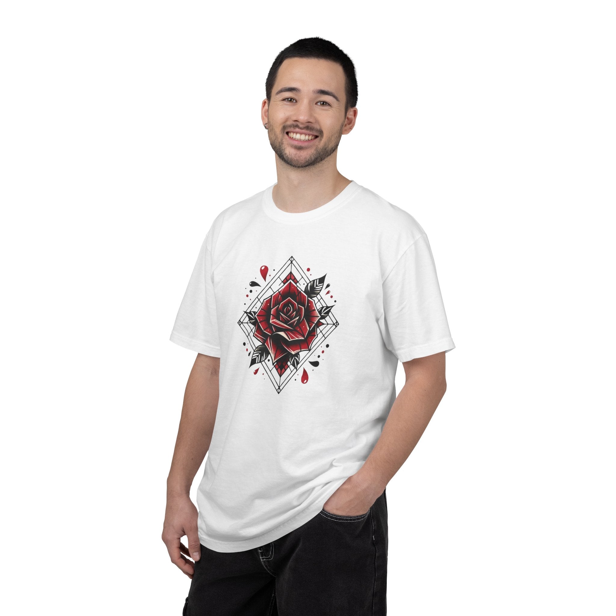 Rose Tattoo Graphic T-Shirt — Red Rose Diamond Design
