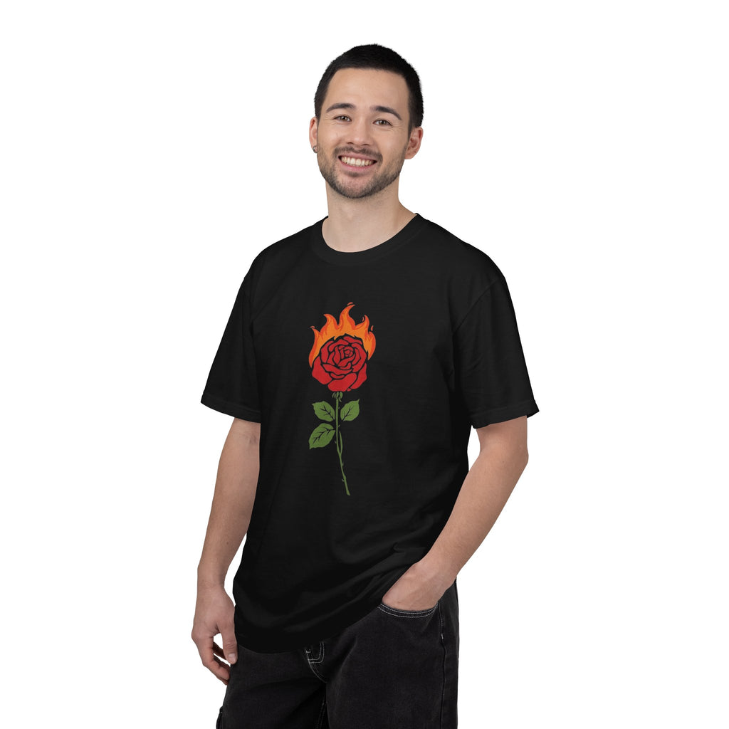 Flaming Rose T-shirt | Burning Rose Graphic Tee