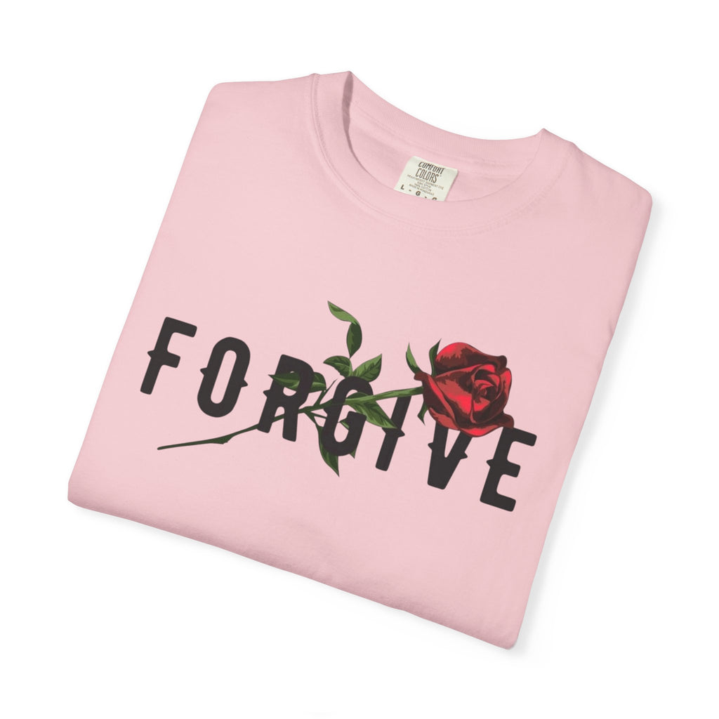 Forgive Rose T-Shirt — Floral Typography Graphic Tee