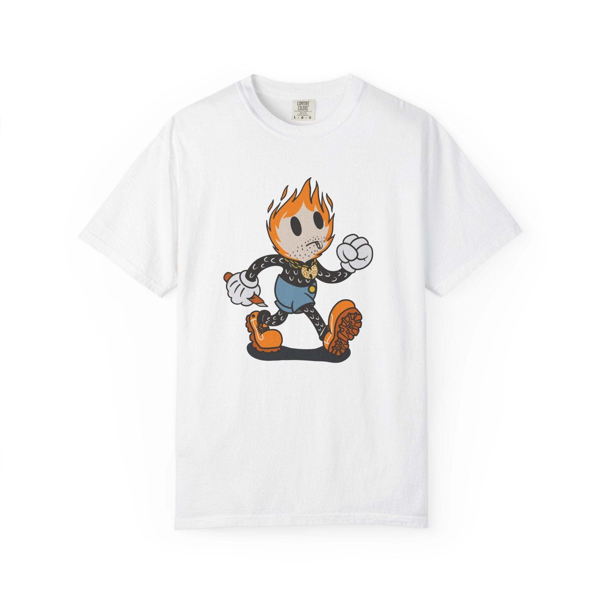 Flame-Head Retro Cartoon T-Shirt