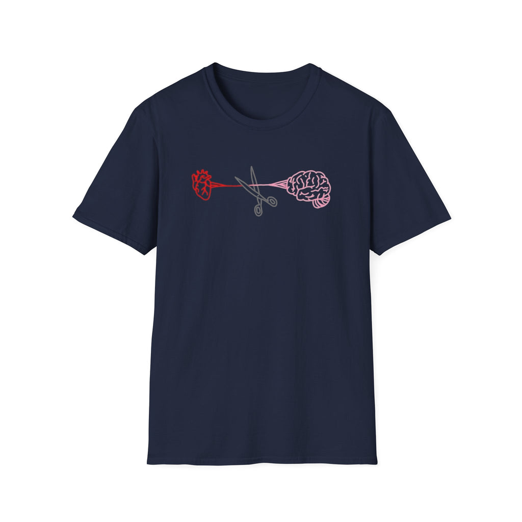 Heart and Brain Scissors T-Shirt | Heart vs Brain Illustration