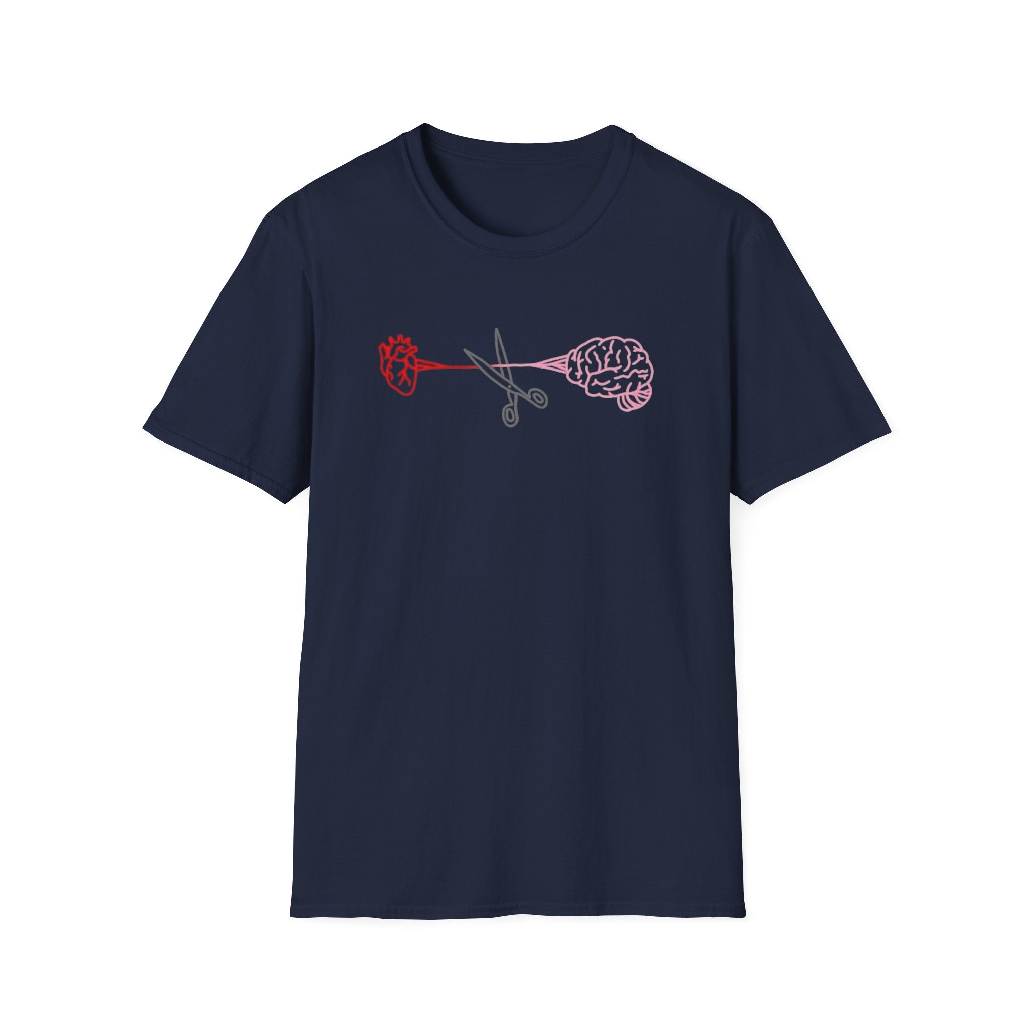 Heart and Brain Scissors T-Shirt | Heart vs Brain Illustration