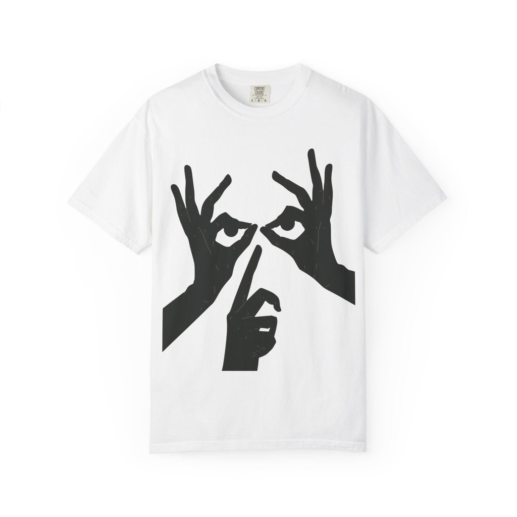 Hand Gesture Graphic T-Shirt — Optical Hands Silhouette Tee