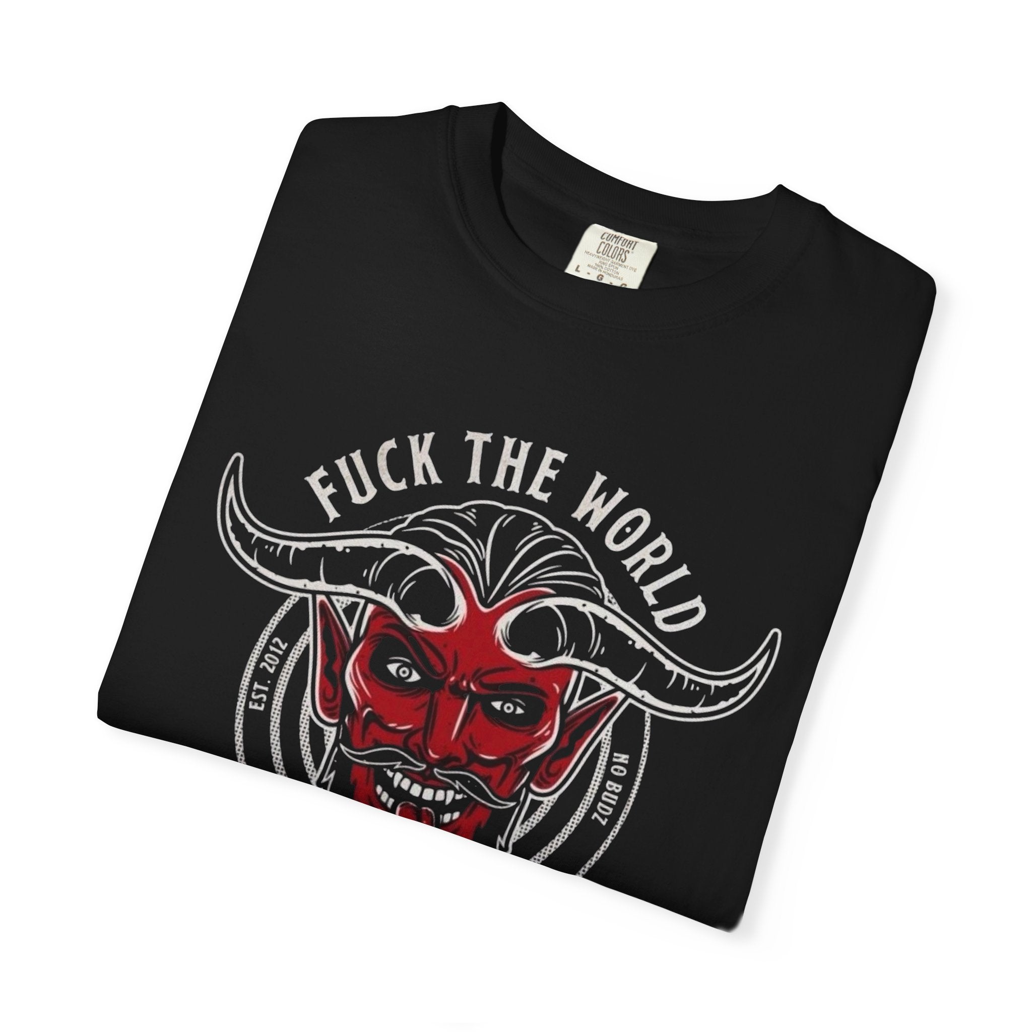 Devil Skull with Horns Fuck The World T-Shirt | Bold Graphic Tee
